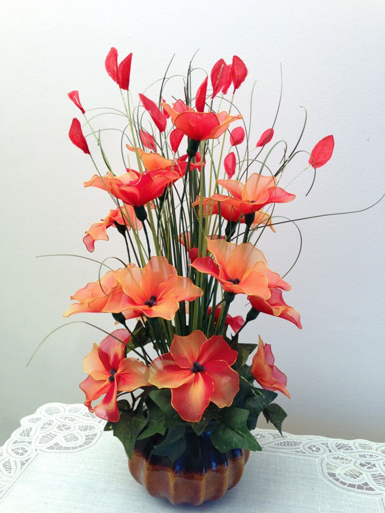 Handmade Nylon Flower Arrangement Etsy