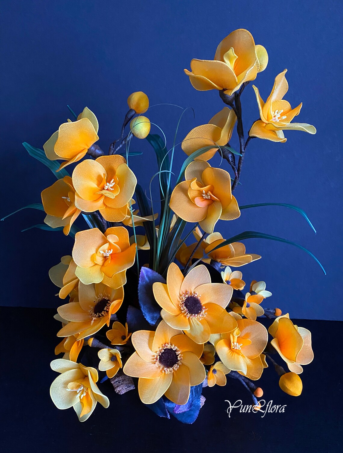 Handmade Nylon Flower Arrangement Tabletop Centerpiece Nylon Etsy