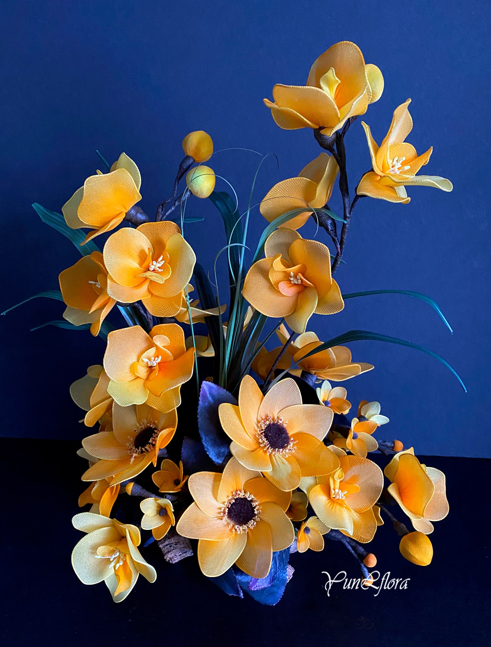 Handmade Nylon Flower Arrangement Tabletop Centerpiece Nylon Etsy