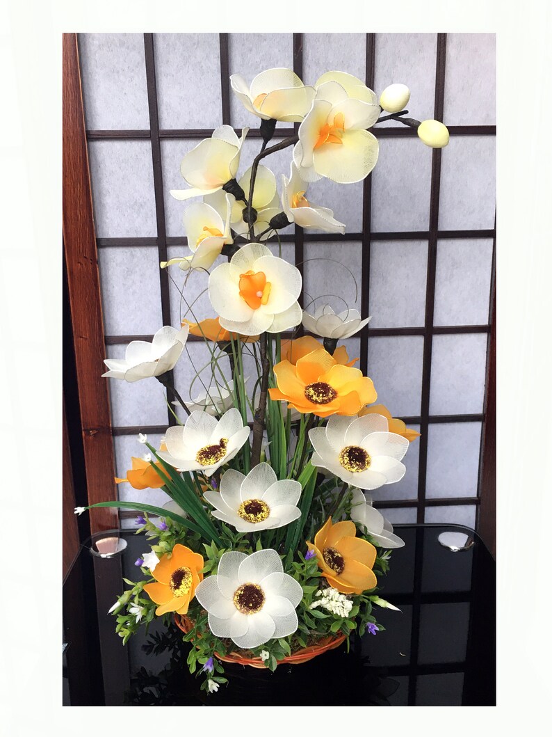 Handmade Nylon Flower Arrangement Home Decoration Nylon Etsy