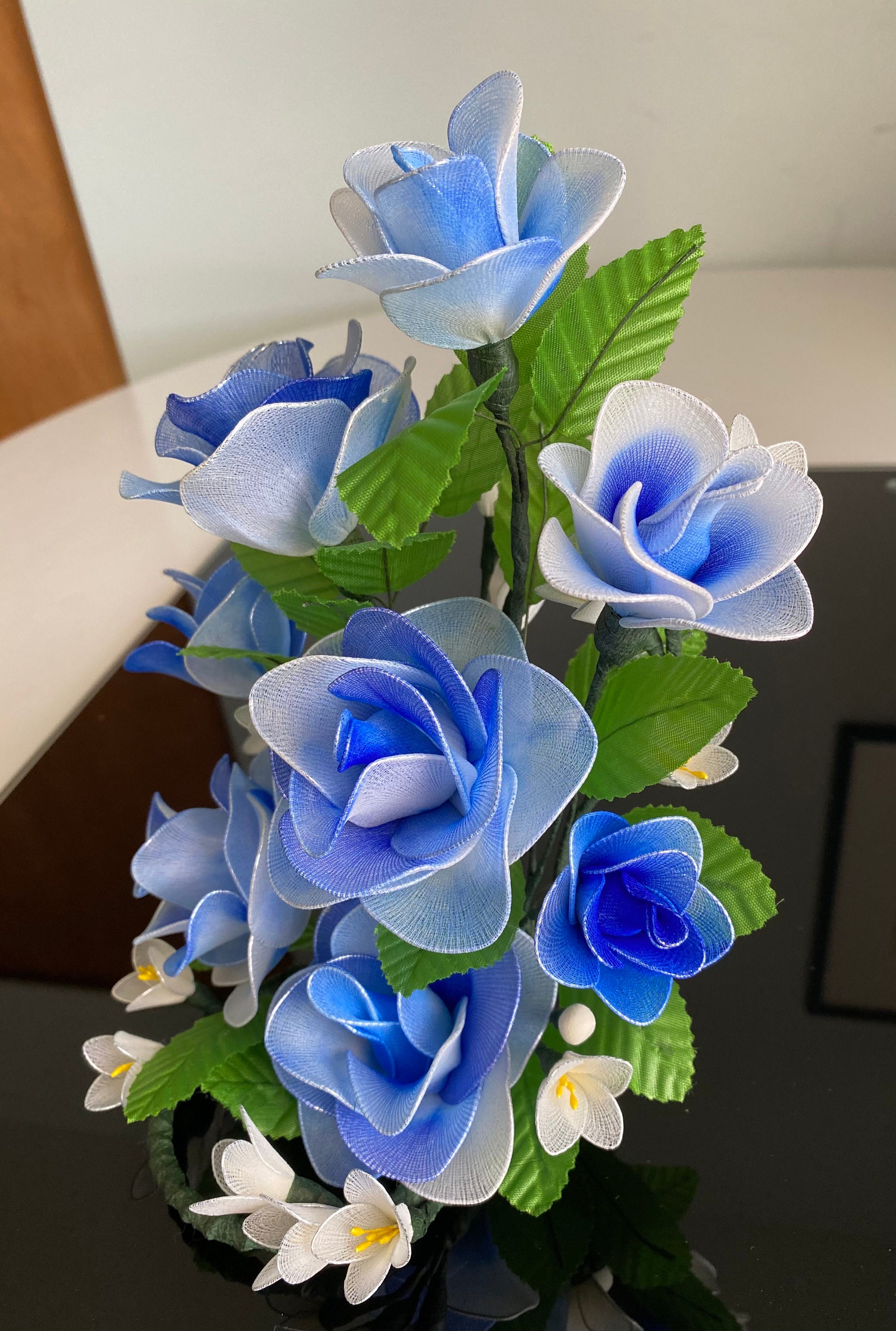 Nylon Flower Handmade Nylon Flower Arrangement Wedding Etsy