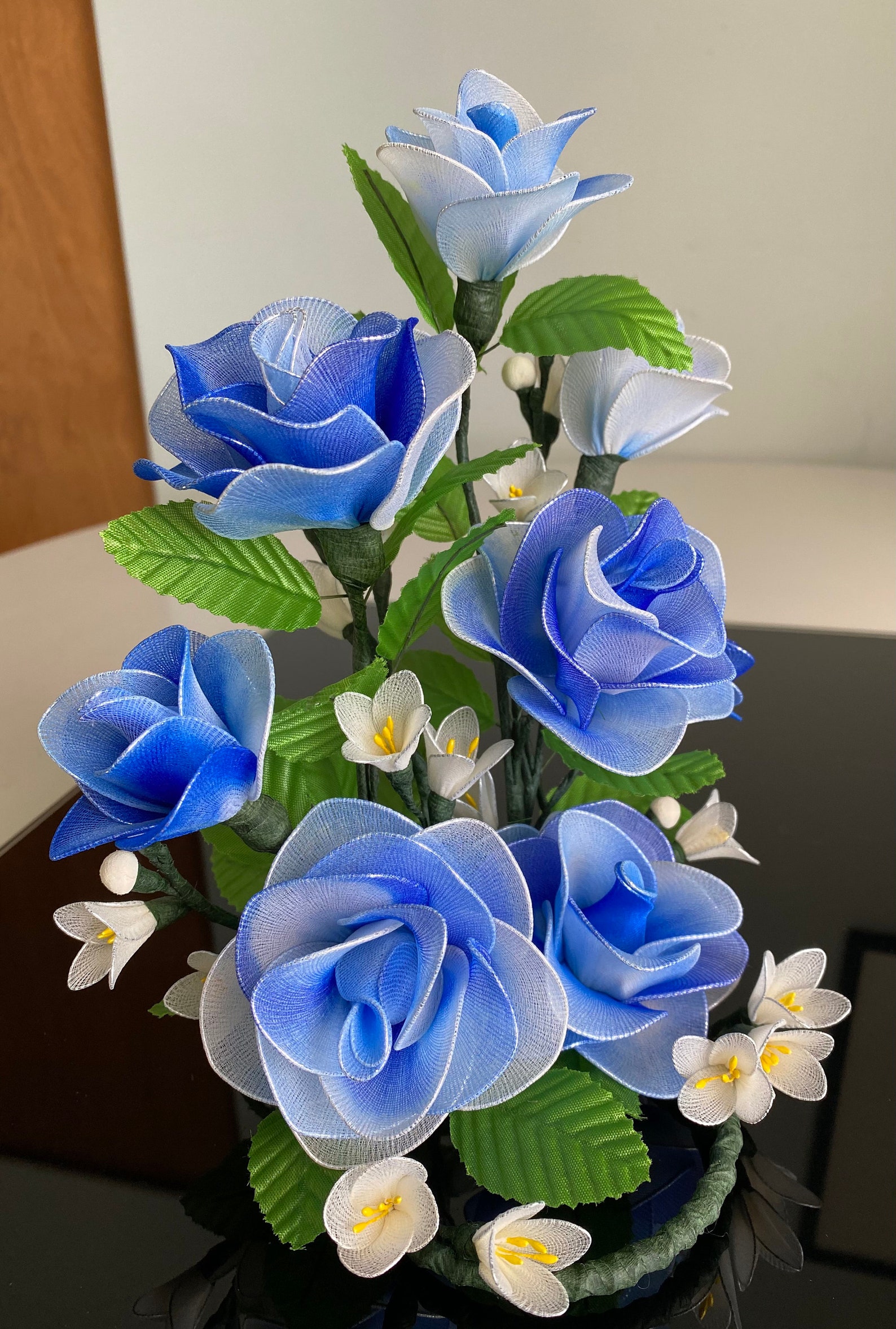 Nylon Flower Handmade Nylon Flower Arrangement Wedding Etsy