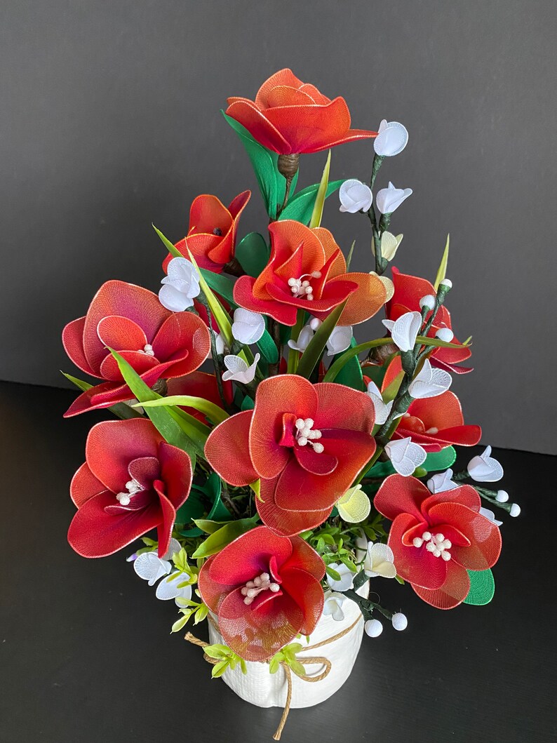 Handmade Nylon Flower Arrangement Wedding Décor Artificial Etsy