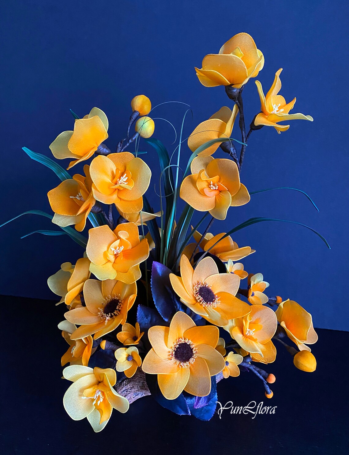 Handmade Nylon Flower Arrangement Tabletop Centerpiece Nylon Etsy