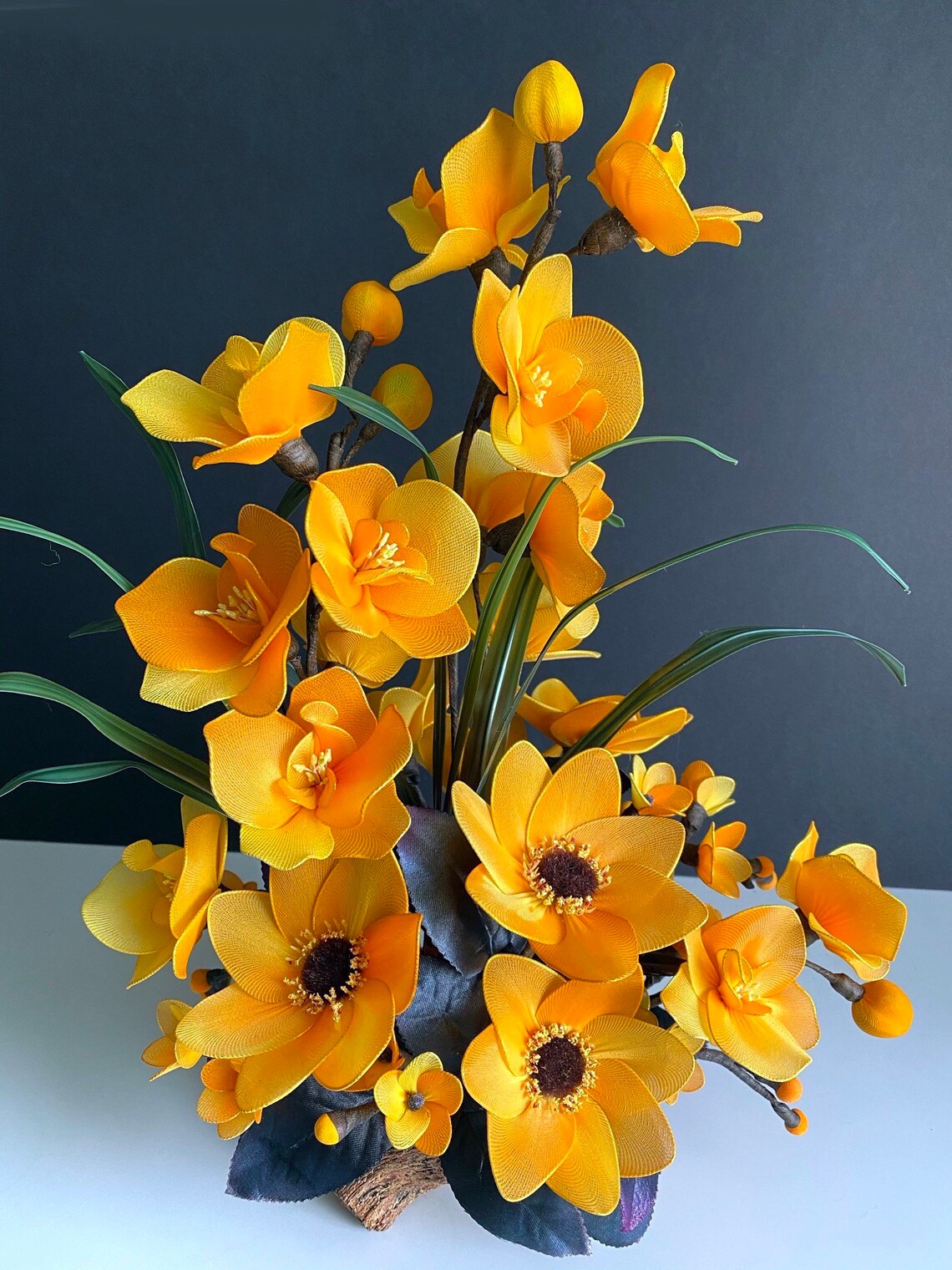 Handmade Nylon Flower Arrangement Tabletop Centerpiece Nylon Etsy