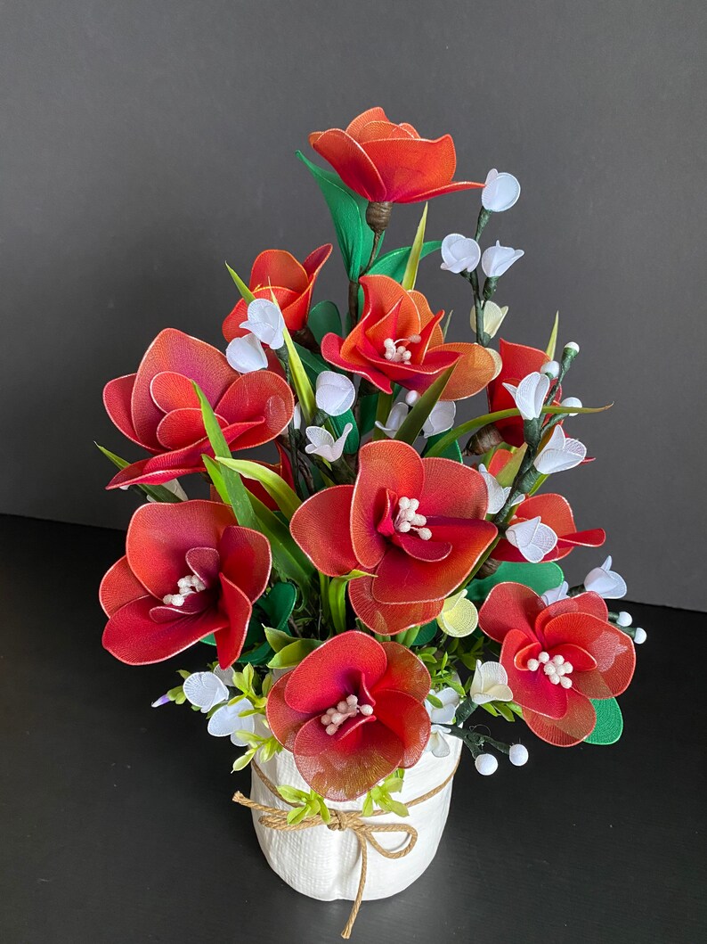 Handmade Nylon Flower Arrangement Wedding Décor Artificial Etsy