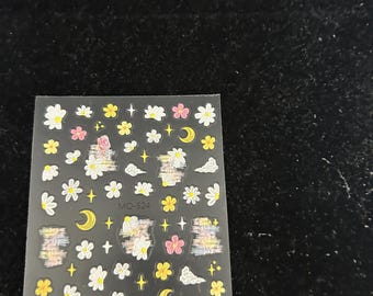 Blumen Mond Nagel Aufkleber | Wunderliche Daisy Celestial Nagel Abziehbilder | Niedliche Kinder Bastelbedarf | Scrapbook & Planer Sticker
