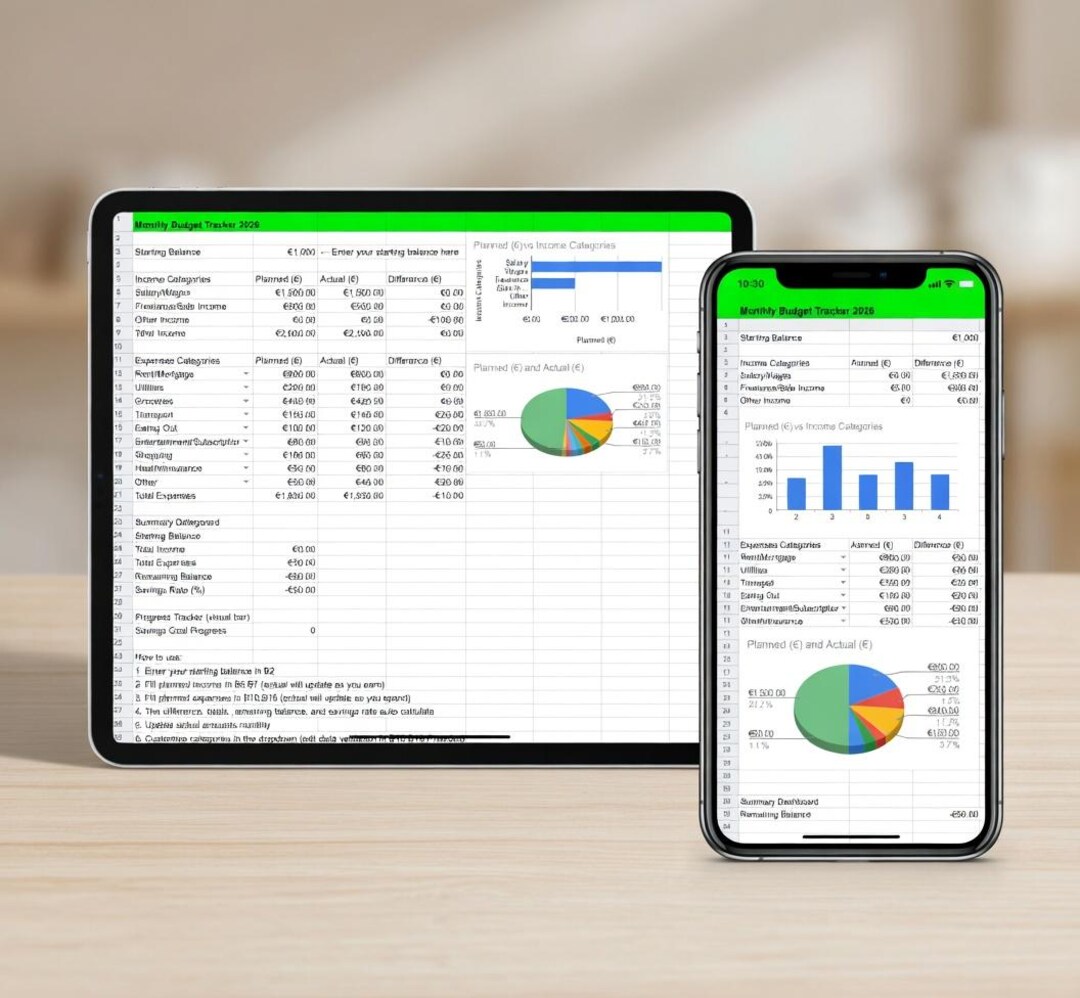 Budget Tracker Google Sheets Template | Monthly Expense Planner + PDF ...