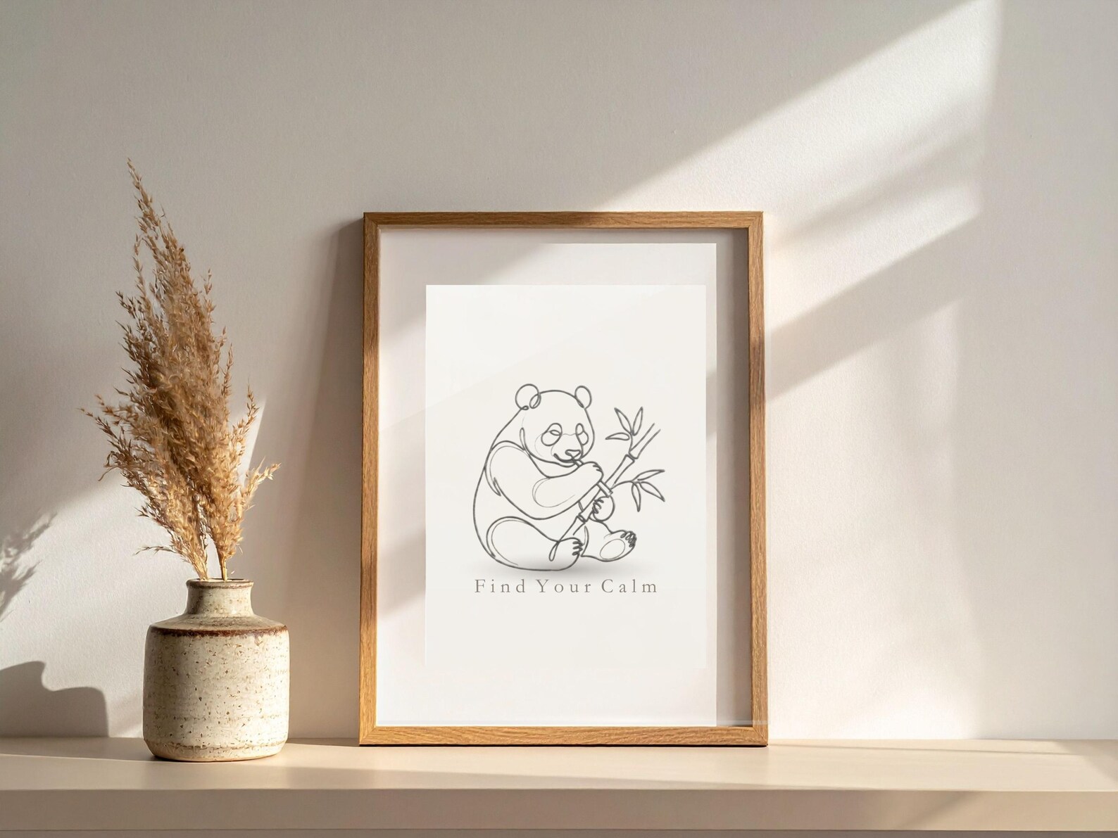 Panda Printable Wall Art, Minimal Line Drawing, Neutral Nursery Decor ...