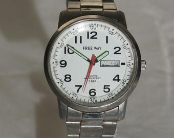 Working Gent’s Citizen Q&Q Free Way AA92-9954 Quartz Day/Date Wristwatch Watch