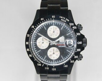 Elgin USA FK.1184N.SL Black Treasure Quartz Chronograph Date Wristwatch