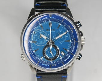 Seiko Wired VK68-KX20 S/Steel Blue Dial Quartz Chronograph Date Wristwatch