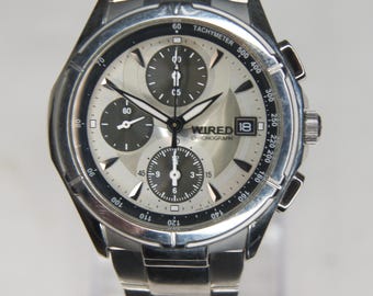 Seiko Wired 7T92-0GB0 Quartz Tachymeter Chronograph Wristwatch