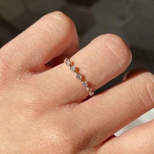 Rose Gold Diamond Eternity Band, Bezel Set Diamond Ring, Stackable Wedding Band, Dainty Minimalist Ring, Anniversary Jewelry Gift