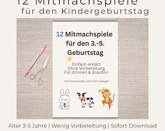 12 Games for Children's Birthday Parties | No Preparation Required | Instant Download | Game Pack for Ages 3, 4, 5, and 6 | A4