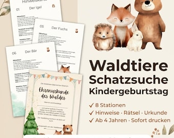 Búsqueda del tesoro de animales del bosque: búsqueda del tesoro imprimible para niños de 4 años en adelante (PDF)