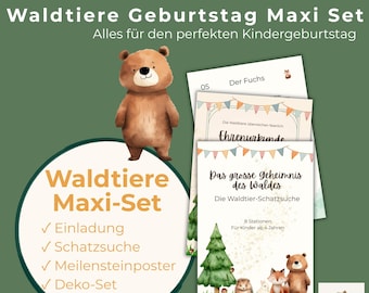 Chasse au trésor pour anniversaire d'enfant : animaux de la forêt | Invitation numérique | Affiche étape importante | Grand format | Téléchargement instantané