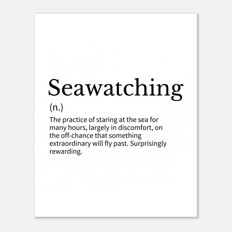 Seawatching Definition Print | Coastal Bird Watching Art, UK Birder ...
