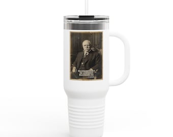 J.P. Morgan Billionaires Vintage Portrait Quote 40oz Travel Mug | Historical Figure Photo