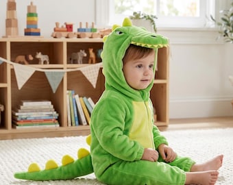 Soft Plush Dinosaur Costume for Toddlers, Crocodile Animal Onesie, Cosplay Outfit