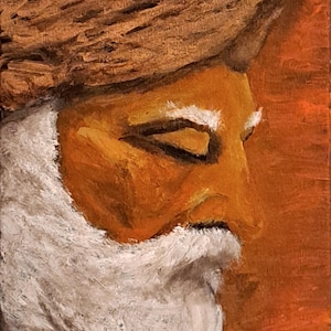 Abstract Portrait Printable Wall Art – Orange Face Painting Digital Download – Modern Rustic Art Print – Boho Wall Decor – Max con Turbante