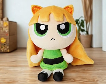 Handmade Powerpuff Girls Plush Toy 28cm, Kawaii Cartoon Doll, Cute Big Eye Stuffed Animal, Soft Plush Gift for Kids