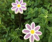 set of two vintage metal drawer knobs daisies white violet yellow door knobs furniture knobs drawer pulls home and living home decor