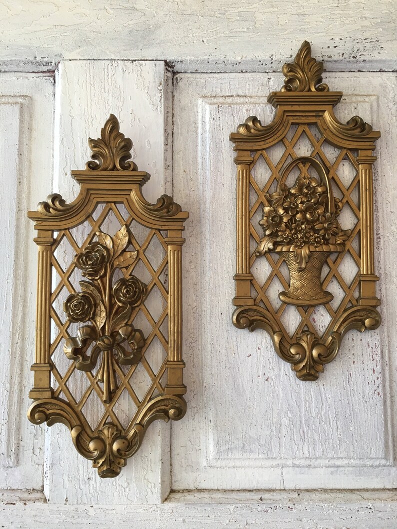 Vintage Gold Wall Decor Syroco Plaques Hollywood Regency Image 0