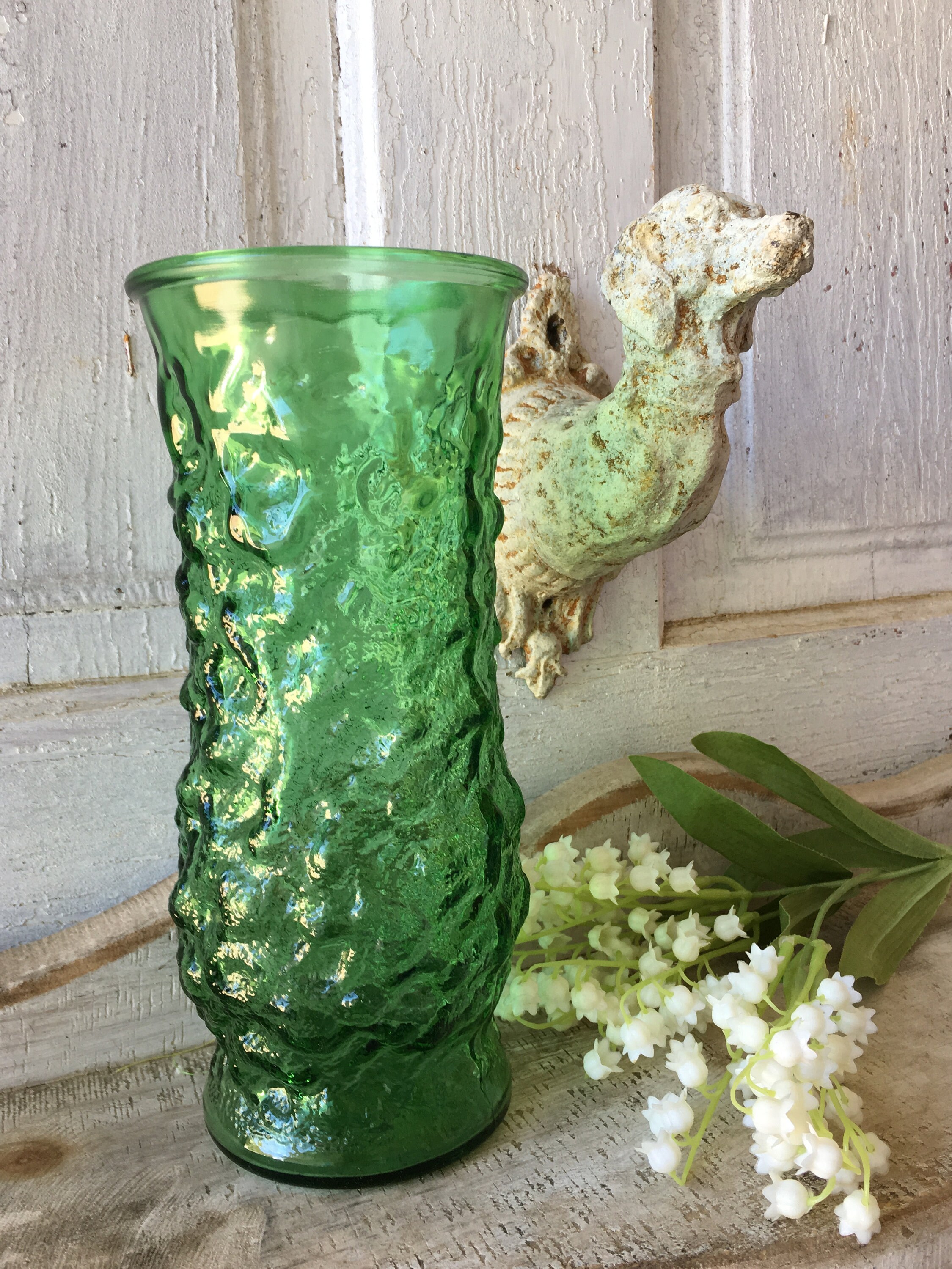 Eo Brody Co Vintage Green Glass Vase Made In Cleveland Usa Etsy