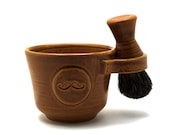 Mustache Shaving Set with a Mustache in Brown with a Black Badger Hair Brush and a Natural Soap Ready to Ship