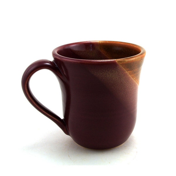 Handmade Pottery Mug:  Red and Brown Coffee or Tea Mug, Unique Pottery Gifts for Him or Her  by Miri Hardy Pottery