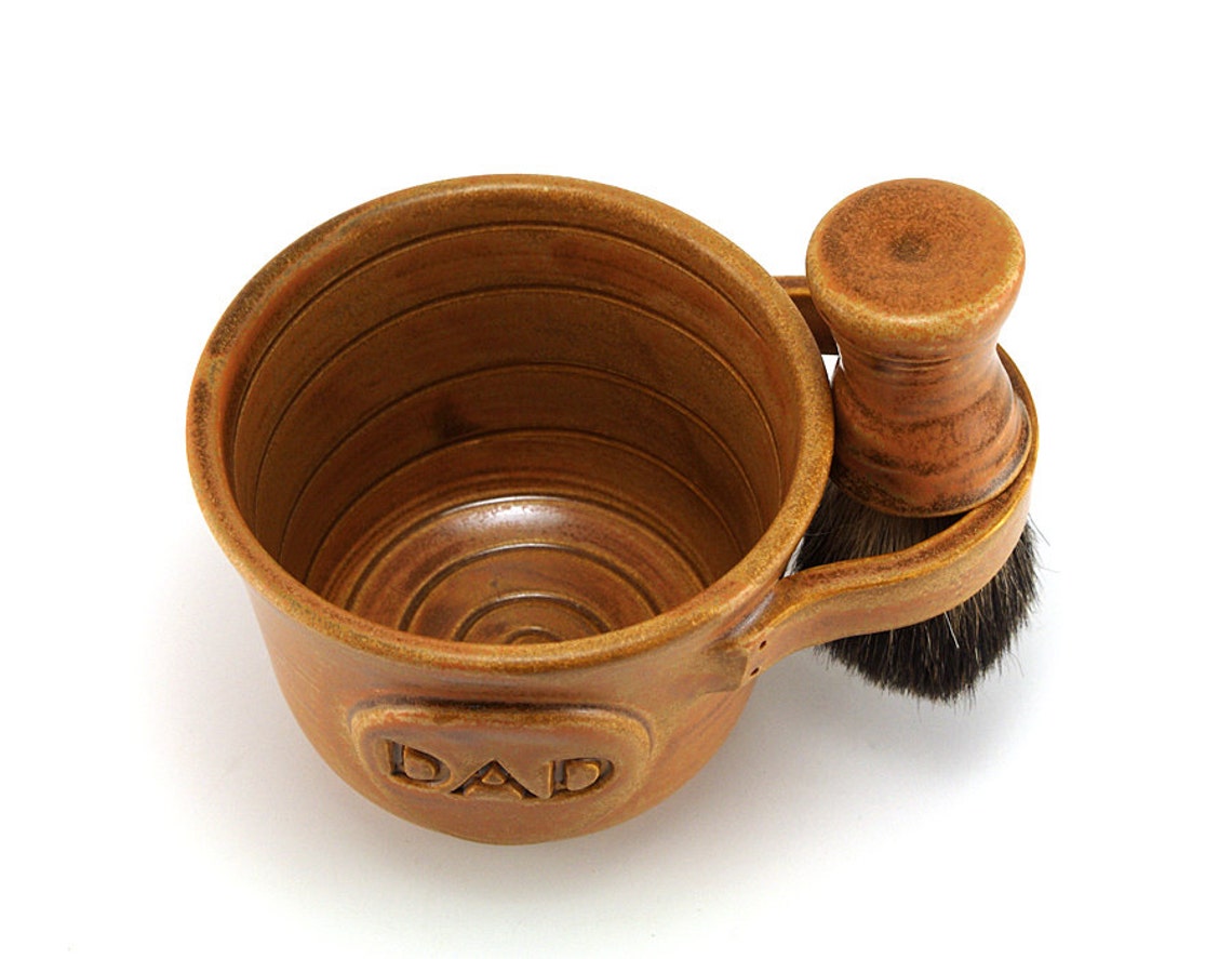 Shaving Set with Shave Brush Brown Mug with DAD Plaque Shave Etsy