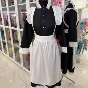 コスプレ、写真撮影、パーティーに最適なロング丈のクラシックメイドドレス