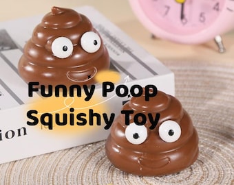 Funny Poop Squishy Toy, Cute Googly Eyes Stress Relief Fidget Toy, Novelty Gag Gift for Pranks, Anxiety Relief Squeeze Toy for Kids & Adults