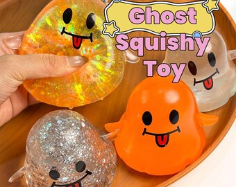 Ghost Squeeze Toy for Anxiety, Cute Ghost Squishy Toy, Slow Rising Halloween Stress Relief Fidget Toy, Sensory Toy for Kids