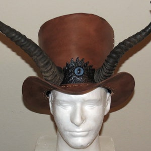 Brown Leather Horned Steampunk / Renaissance Hat