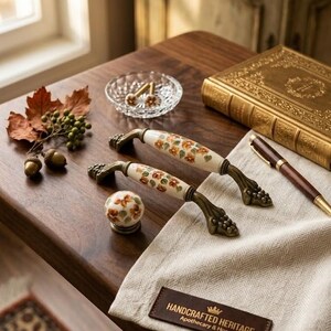 Vintage Porcelain Cabinet Handle, Ceramic Drawer Pull, Kitchen Cabinet Knob, Dresser Handle, Furniture Knob Single Hole 128 mm 160 mm