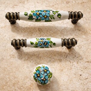 Tirador de porcelana de lujo para armario, elegante tirador para cajón de cocina de 96 mm y 128 mm, pomo individual, herrajes para muebles de estilo vintage chic.