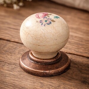 Copper Porcelain Cabinet Knob Vintage Drawer Knob Kitchen Knob Ceramic Knob Shabby Chic Furniture Knob Decorative Handle