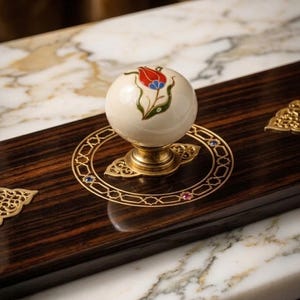 Tirador de porcelana artesanal con forma de tulipán, de un solo orificio, para armario, de cerámica, para cajón, tirador de armario de cocina, tirador decorativo de primera calidad.