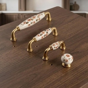Maniglia in porcellana stile country francese, maniglia vintage per mobile, pomello floreale per cassetto, pomello in ceramica shabby chic, maniglia per mobili.