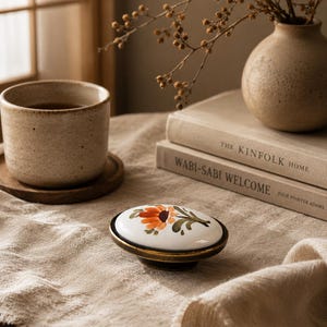 Hand Painted Ceramic Cabinet Knob Floral Porcelain Drawer Knob Vintage Kitchen Cabinet Knob Furniture Pull Dresser Knob
