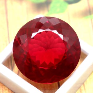 Round Cut Red Ruby Gemstone, 55.3 Carat AAA Natural Burma Ruby Certified Loose Stone Amazing Flower Cut Ruby Excellent Quality Red Ruby