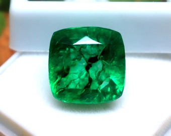 Unique Piece Emerald AAA Colombian Green Emerald Cushion Cut Gemstone – Unheated, Untreated Faceted Green Stone (9Ct) For Jewelry Making