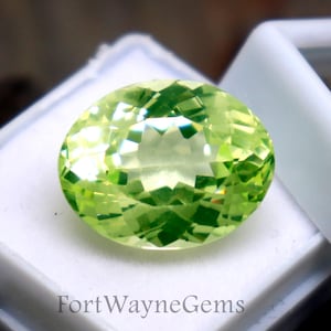 AAA 16.3CT Oval Cut Green Peridot Gemstone Mined  Loose Faceted Peridot CGI Certified Unheated Untreated Gemstone Excellent Quality Gems