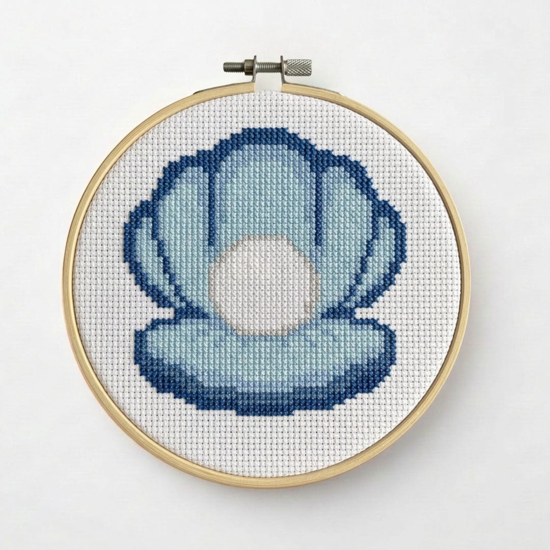 Seashell Cross Stitch Pattern, Ocean Beach Embroidery Design (PDF ...