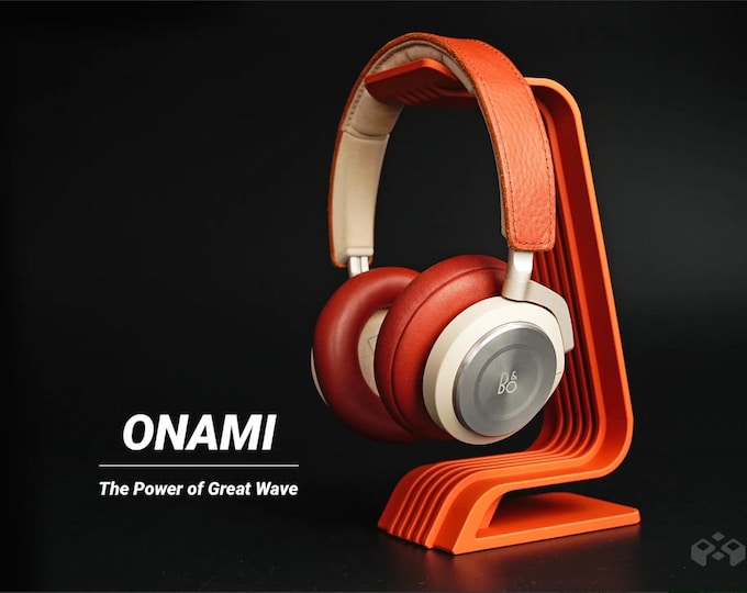 ONAMI Headphone Stand | Minimalist Wave Design Headphone Hanger | 3D Printed PLA Desktop and Gaming Setup Accessories
