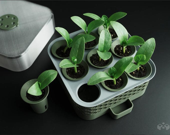 Mini Greenhouse with Self-Watering System and Ventilated Cover | Modular Seedling Tray with 9 Pots for Germination | 3D PLA Botanical Growing Kit