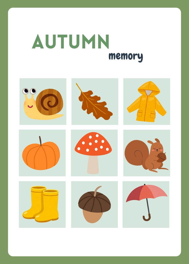 Printable Memory Game for Kids | Educational | Matching Game ...