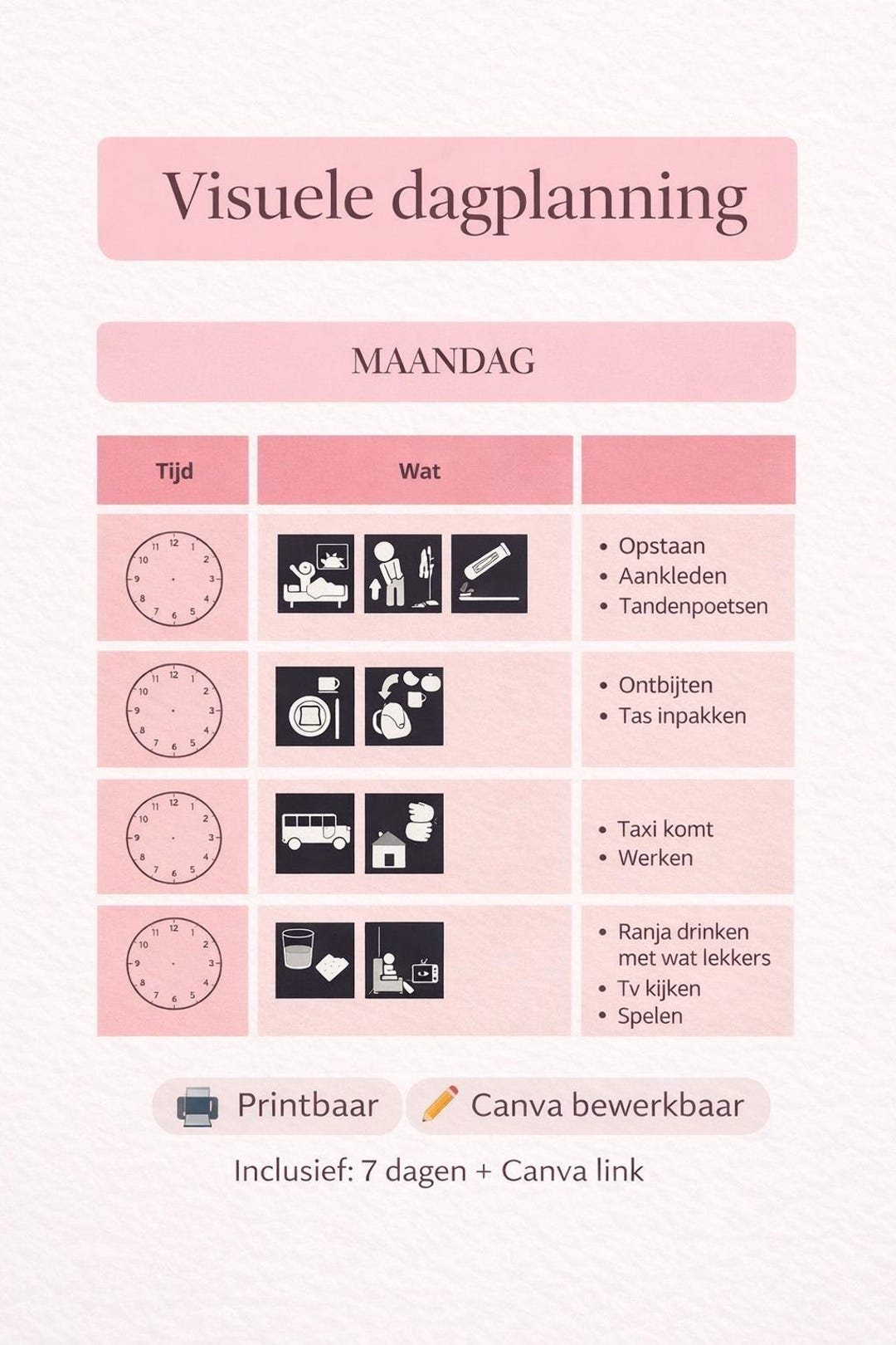 Visual Daily Schedule (printable) | Structure & Overview | for Children ...